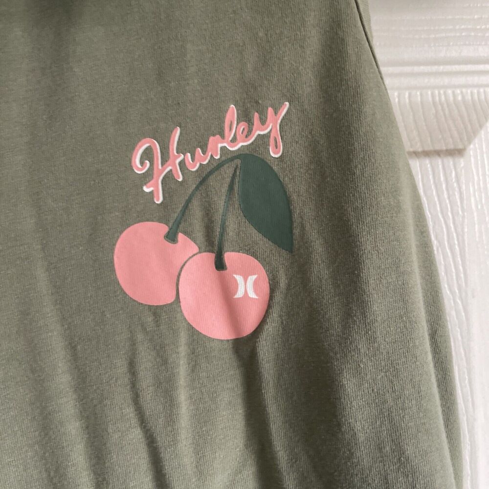Hurley Womens Tank Dress Size Large Sleeveless Collared Cherries Logo Stretch - Picture 3 of 9